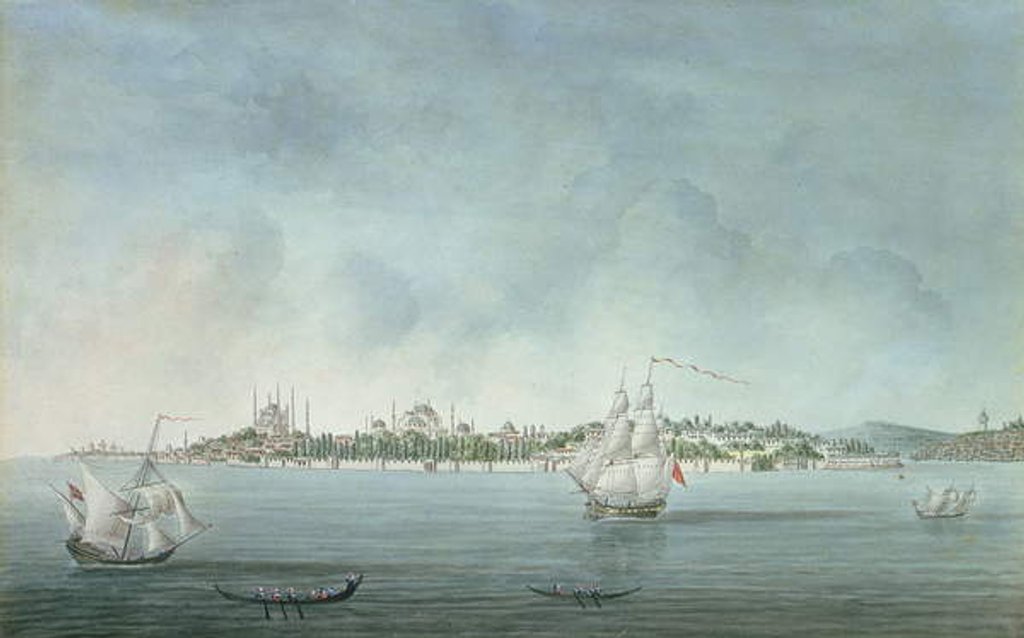 Detail of View of Sultan Ahmet and Santa Sophia from Uskudar, in Constantinople by Jean-Baptiste Hilair