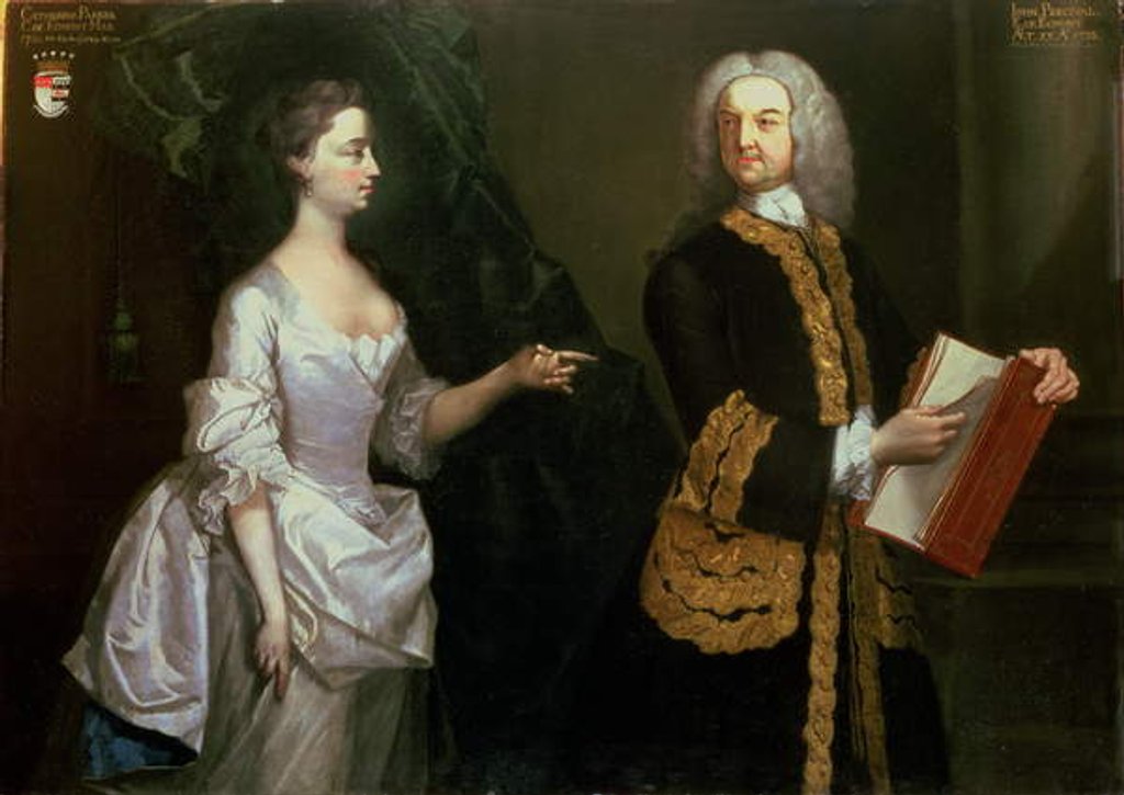 Detail of Portrait of Sir John Perceval, 1st Earl of Egmont and His Wife Catherine by J. Aberry