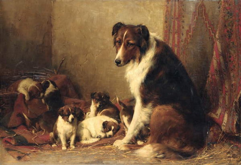 Detail of A Collie with her Puppies by Otto Eerelman