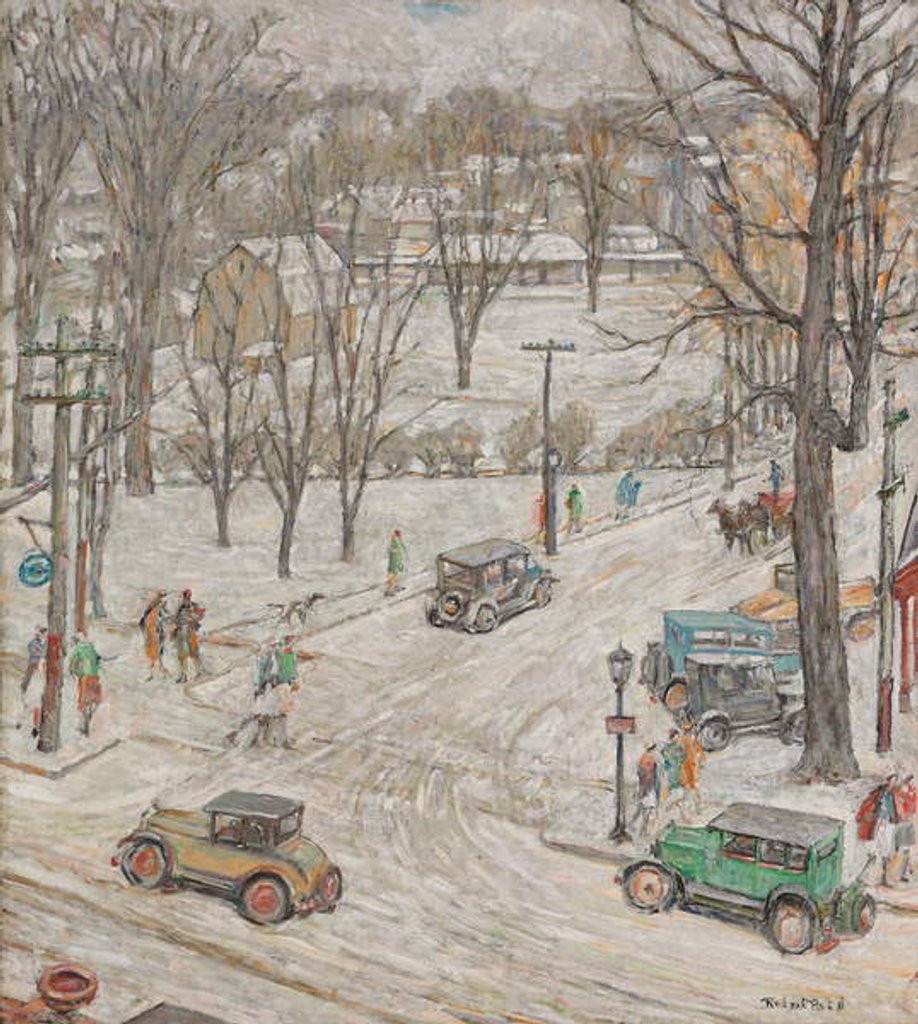 Detail of Street Scene in Winter by Robert Reid
