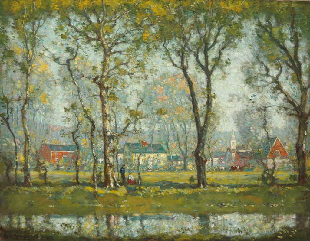 Detail of New England Village by Henry Ward Ranger