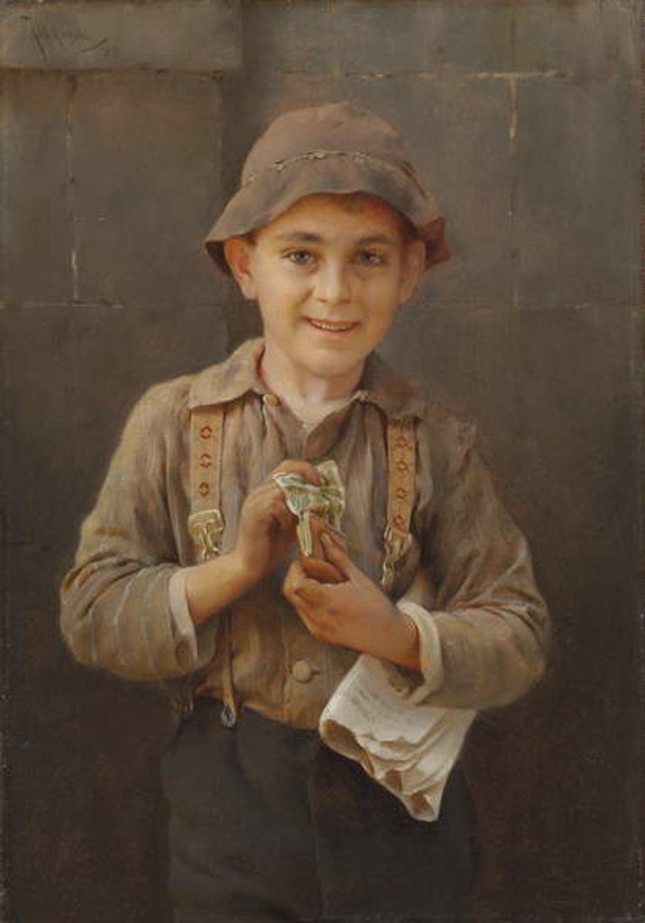 Detail of Newsboy, 1899 by Karl Witkowski