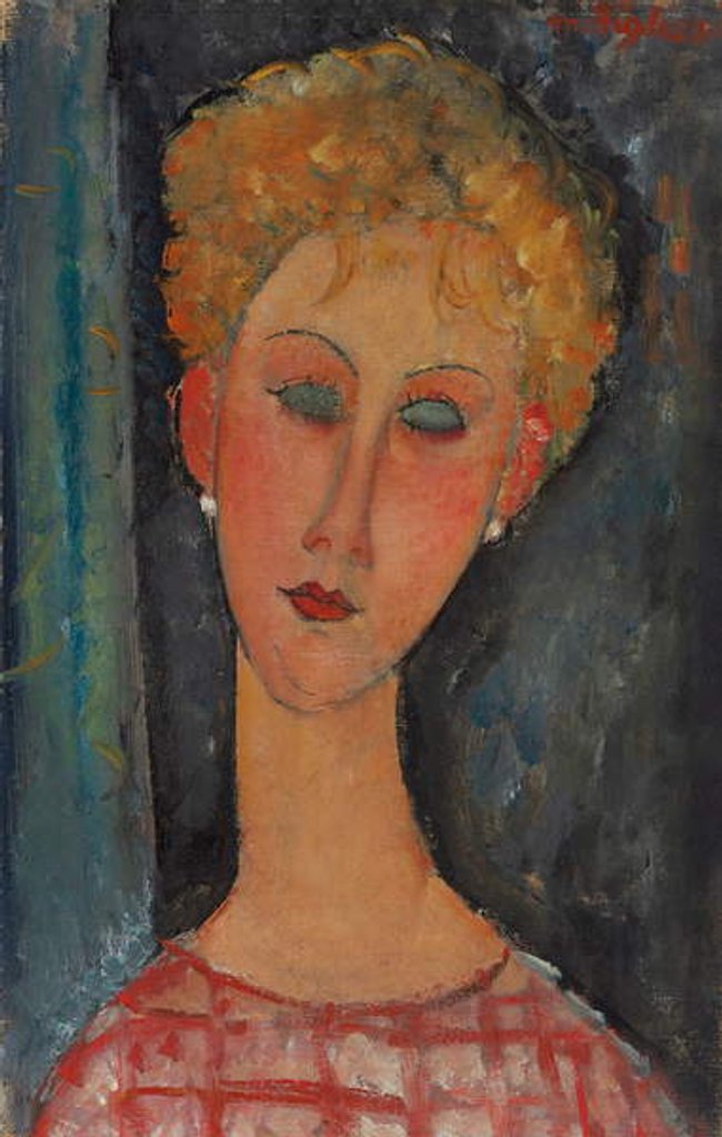 Detail of Blonde Woman with Curly Hair; La blonde aux boucles d'oreille, c.1918-1919 by Amedeo Modigliani