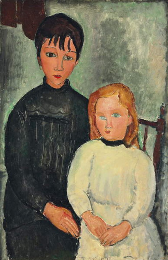 Detail of Two Girls; Les deux filles, 1918 by Amedeo Modigliani