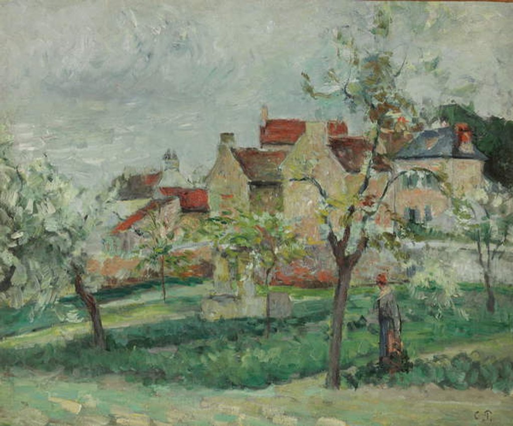 Detail of Flowering Plum Tress, Pontoise; Pruniers en fleur, Pontoise, c.1876 by Camille Pissarro