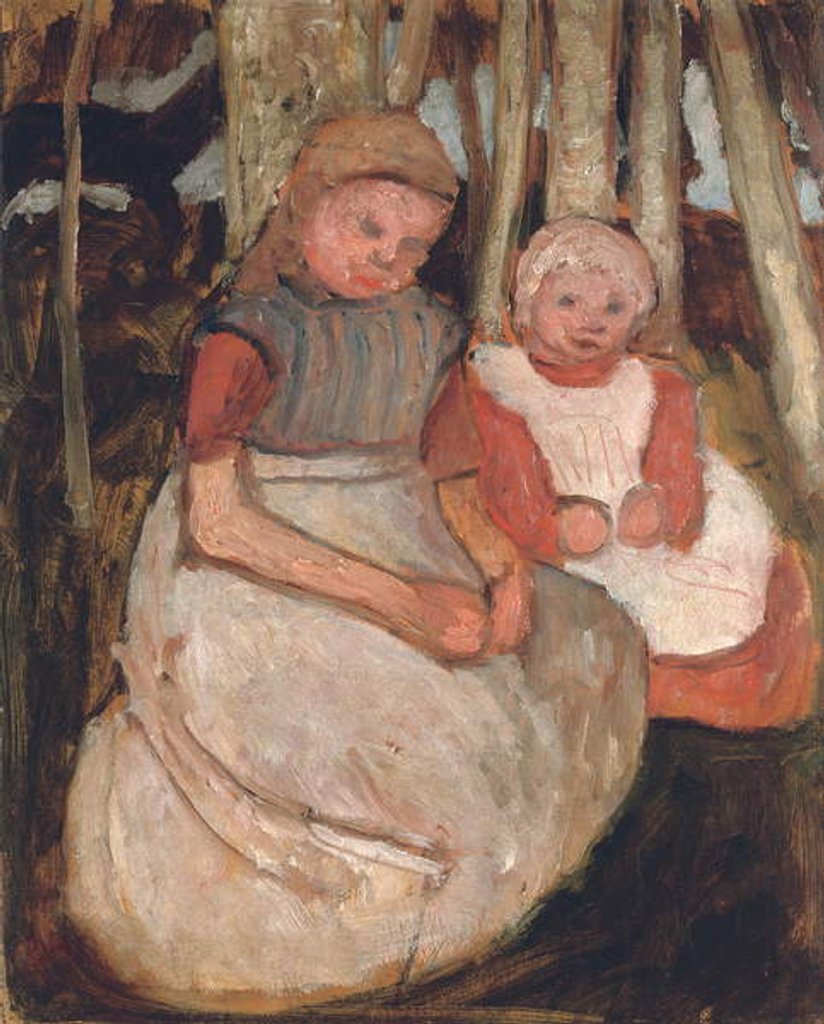 Detail of Two Seated Girls Before Birch Trunks; Zwei sitzende Madchen vor Birkenstammen, 1904 by Paula Modersohn-Becker