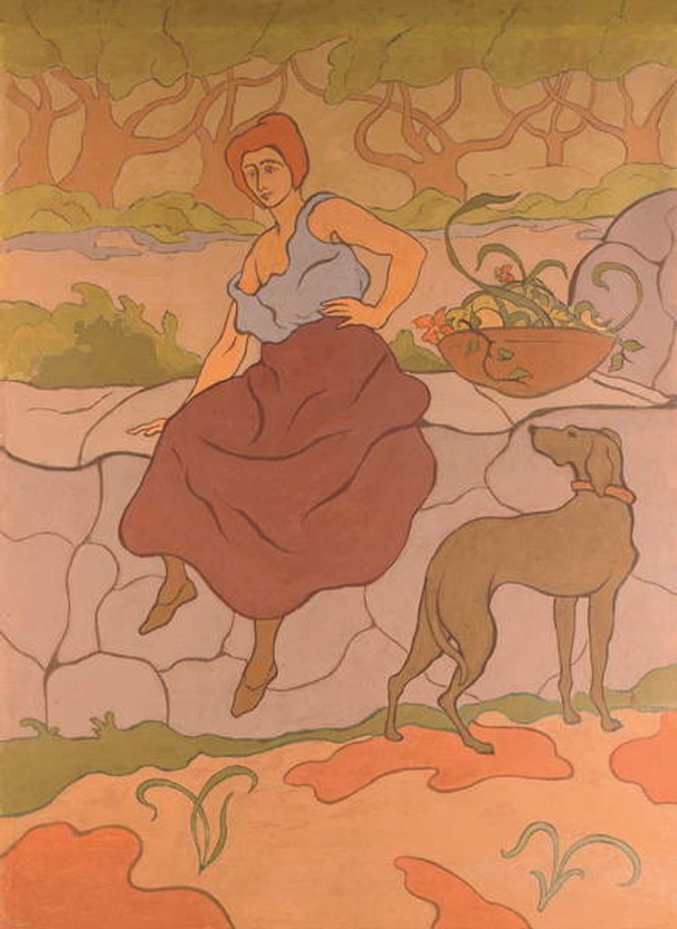 Detail of Woman and Dog with a Collar; Femme au chien qui porte un collier, c.1894-1895 by Paul Ranson
