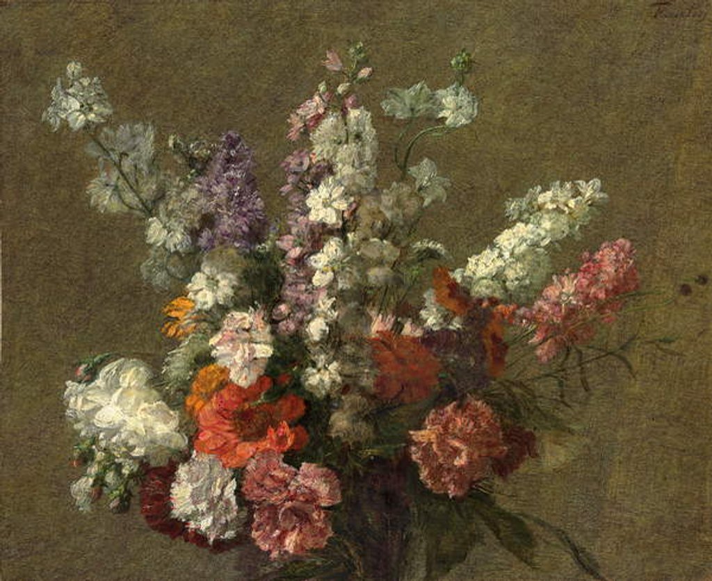 Detail of Delphiniums; Pieds d'alouette, 1899 by Ignace Henri Jean Fantin-Latour