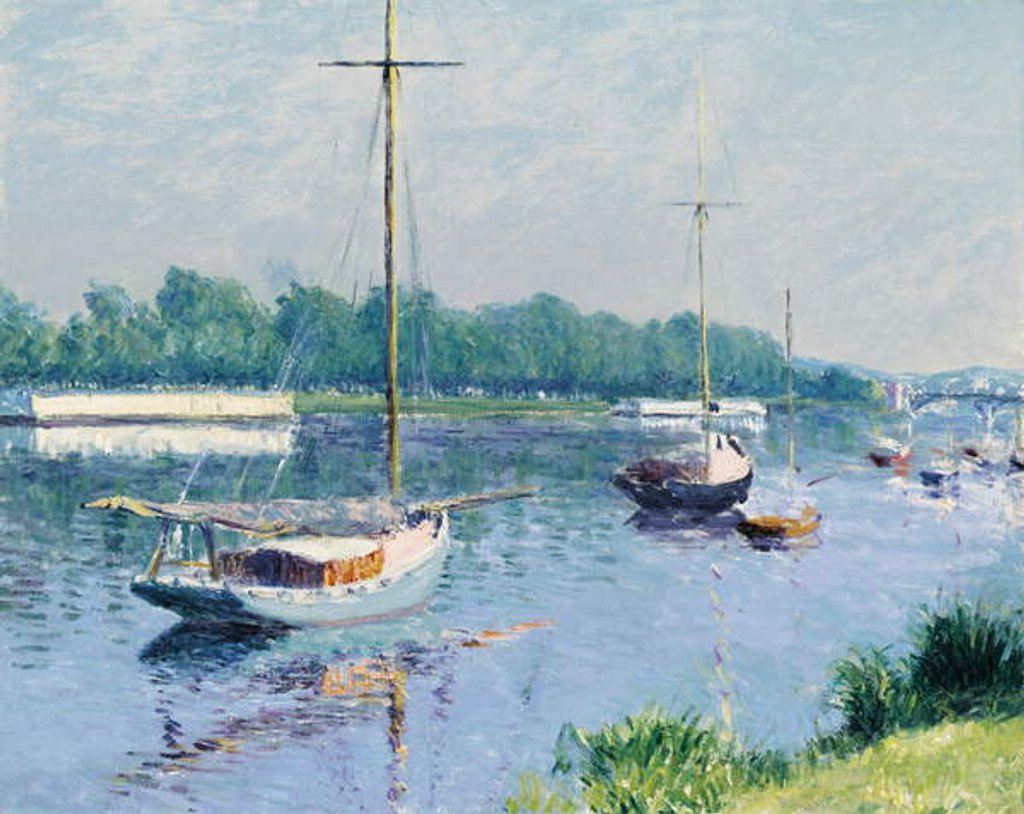Detail of Lake Argenteuil; Le bassin d'Argenteuil, c.1882 by Gustave Caillebotte