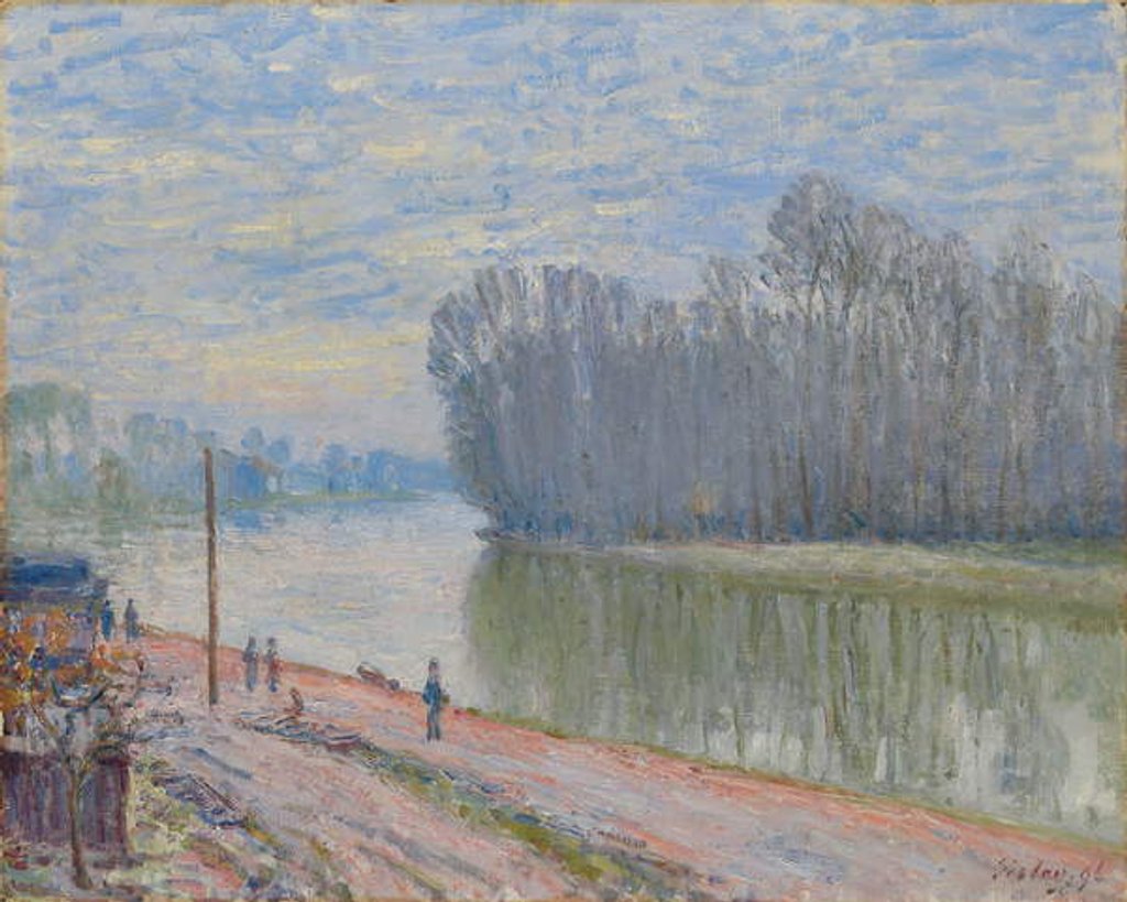 Detail of The Loing Canal, Morning; Canal du Loing, effet du matin, 1896 by Alfred Sisley