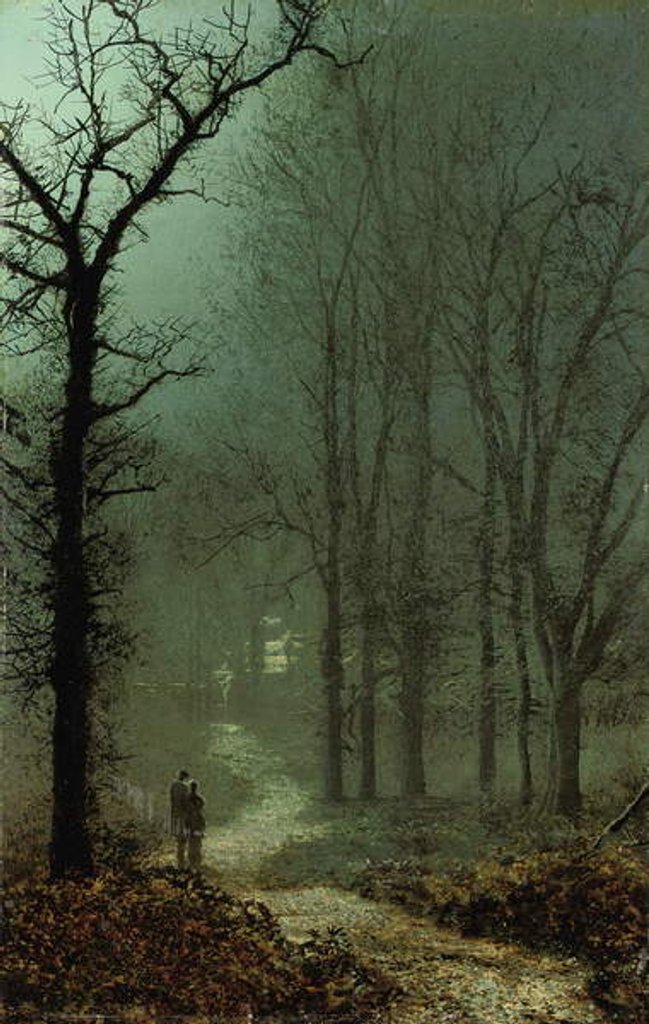 Detail of Lovers in a Wood by Moonlight, 1873 by John Atkinson Grimshaw