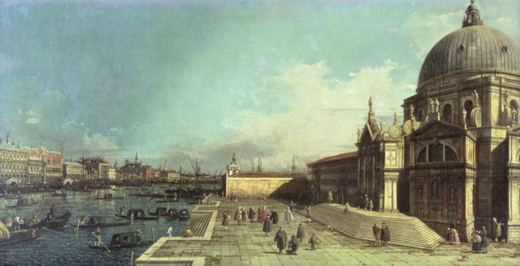Detail of The entrance to the Grand Canal, Venice with the Church of Santa Maria della Salute by Canaletto