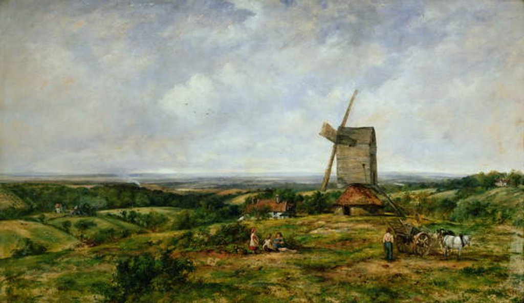 Detail of Landscape with Figures by a Windmill by Frederick Waters Watts