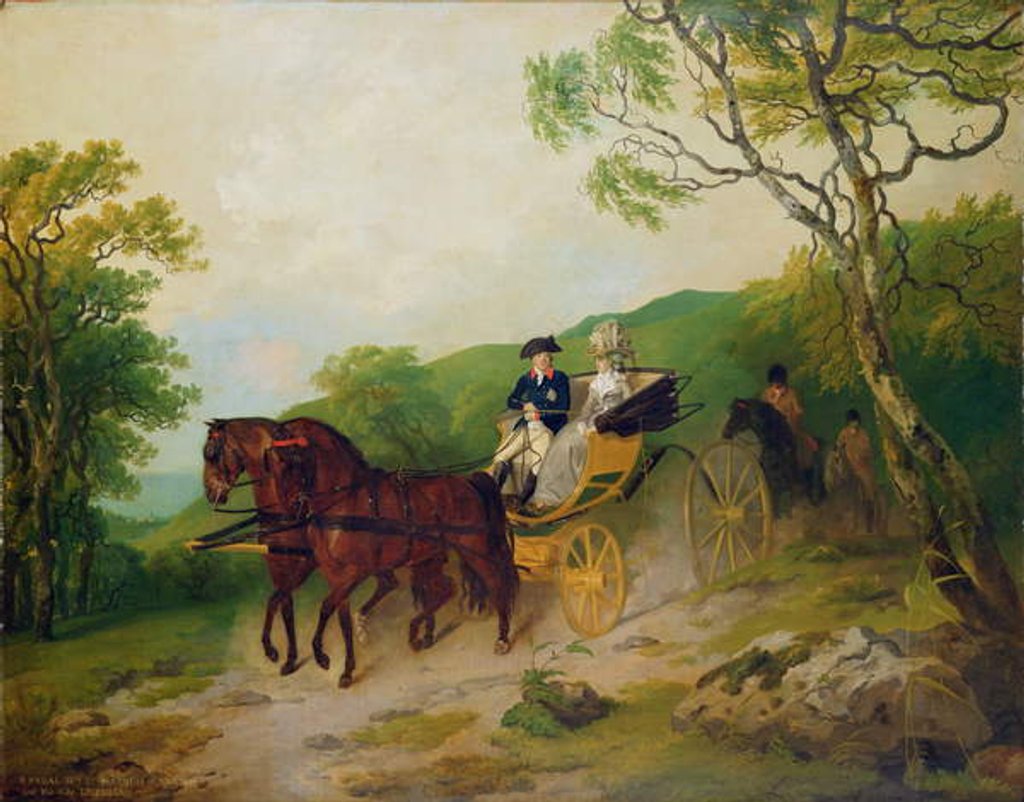 Detail of 6th Earl and Marquis of Antrim with his wife Letitia driving a phaeton in Glenarm Castle park, Ballymena, Co. Antrim by Francis Wheatley