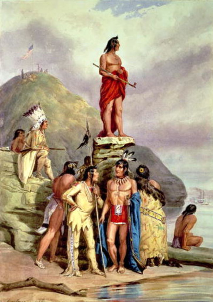 Detail of Group of Indians on a River Bank, 1854 by Friedrich Kurz