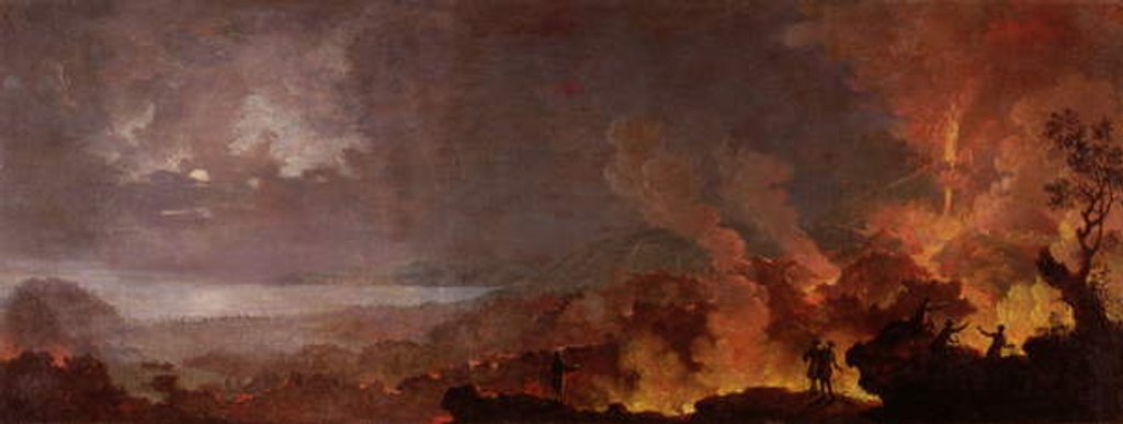 Detail of Vesuvius Erupting at Night with Sightseers in the Foreground by Pietro Antoniani