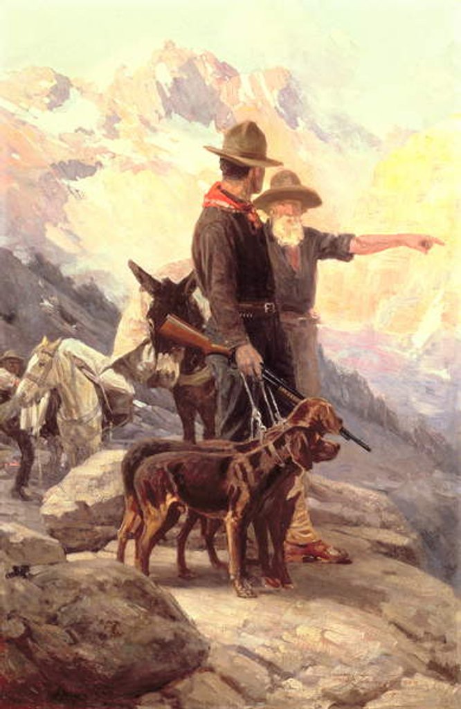 Detail of The Mountain Hunt, 1917 by Frank Tenney Johnson