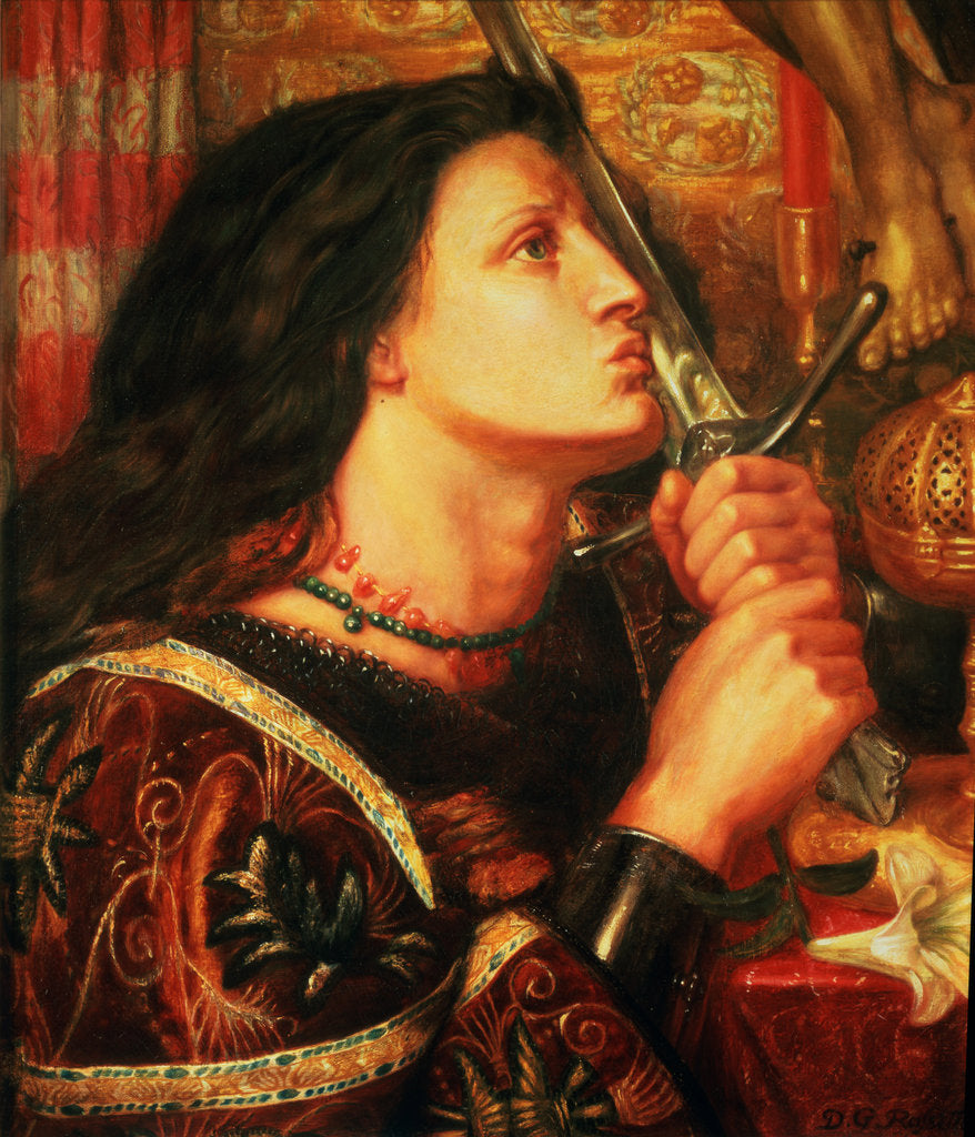 Detail of Joan of Arc kissing the Sword of Deliverance, 1863 by Dante Gabriel Charles Rossetti