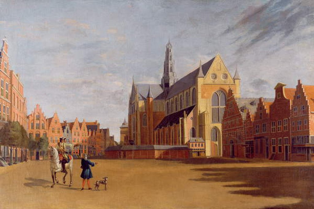 Detail of The Groote Market, Haarlem, with the Church of St. Bavo by Gerrit Adriaensz Berckheyde