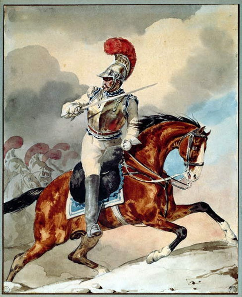 Detail of Carabinier officer giving the order to charge by Theodore Gericault