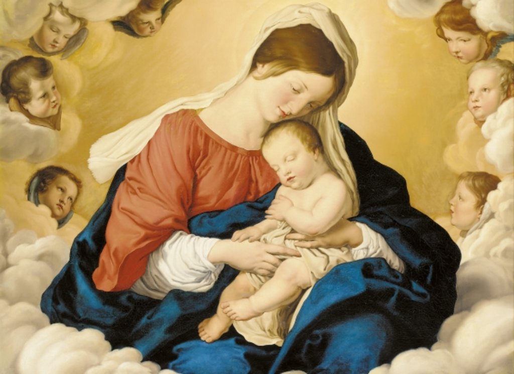 Detail of The Madonna and Child in Glory with Cherubs by Il Sassoferrato