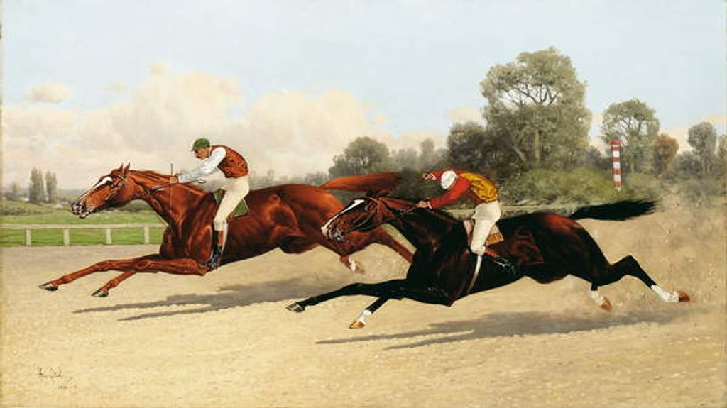 Detail of The Great ,000 Match - Entering the Last Furlong by Henry Stull