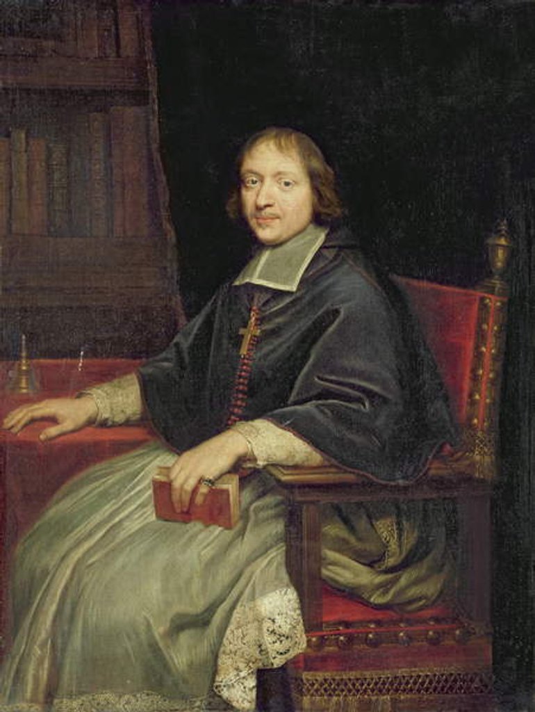 Detail of Portrait of a Cleric, said to be Jean Francois Paul de Gondi by Pierre Mignard