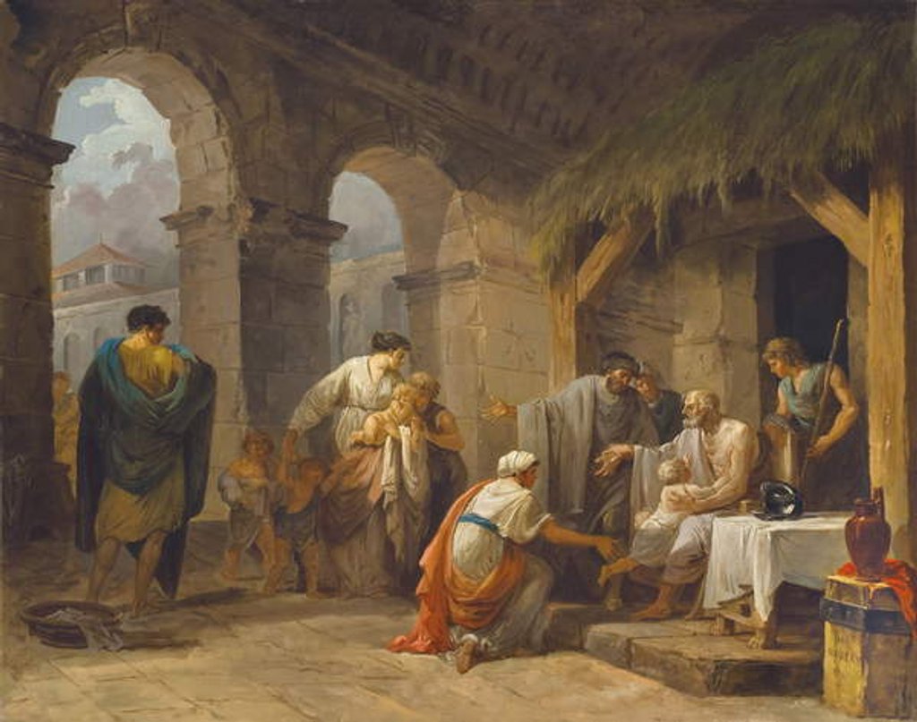 Detail of Belisaire Receiving the Hospitality of a Farmer who has Worked Under His Orders, 1787 by Hubert Robert