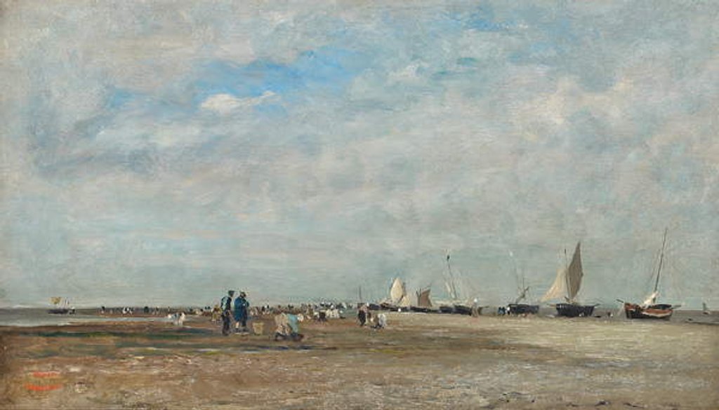 Detail of Les ramasseurs de coquillages, Trouville by Charles Francois Daubigny