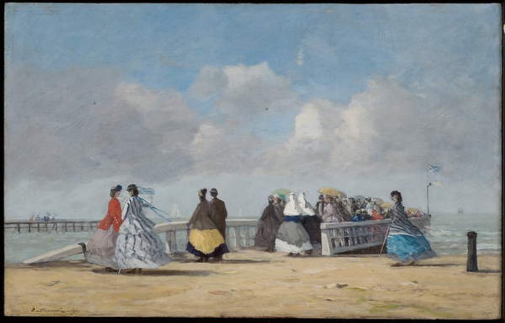 Detail of The Pier at Trouville, 1864 by Eugene Louis Boudin