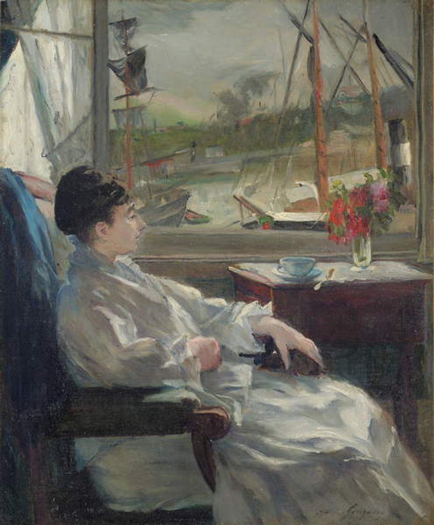 Detail of Portrait de Eva Gonzalès, c.1880 by Jeanne Guérard-Gonzalès