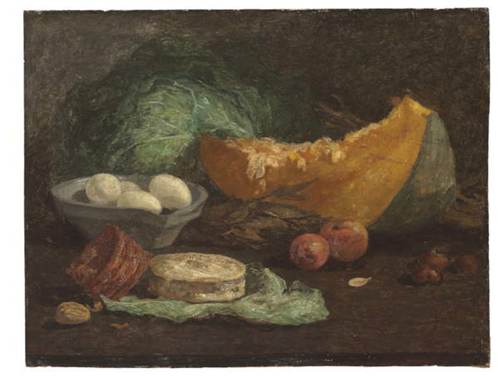 Detail of Still life with eggs and pumpkin, c.1853-56 by Eugene Louis Boudin