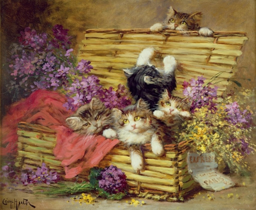 Detail of Kittens at Play by Leon-Charles Huber