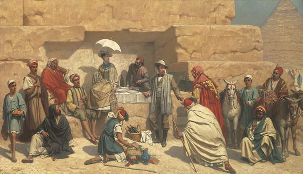 Detail of Lunch at foot of pyramids, Gizeh by Franz Vinck