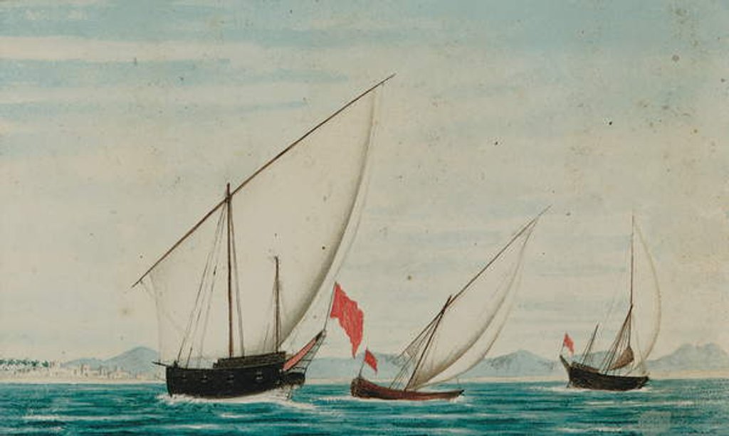 Detail of View of Dhows off Ajman by Captain William Igglesden