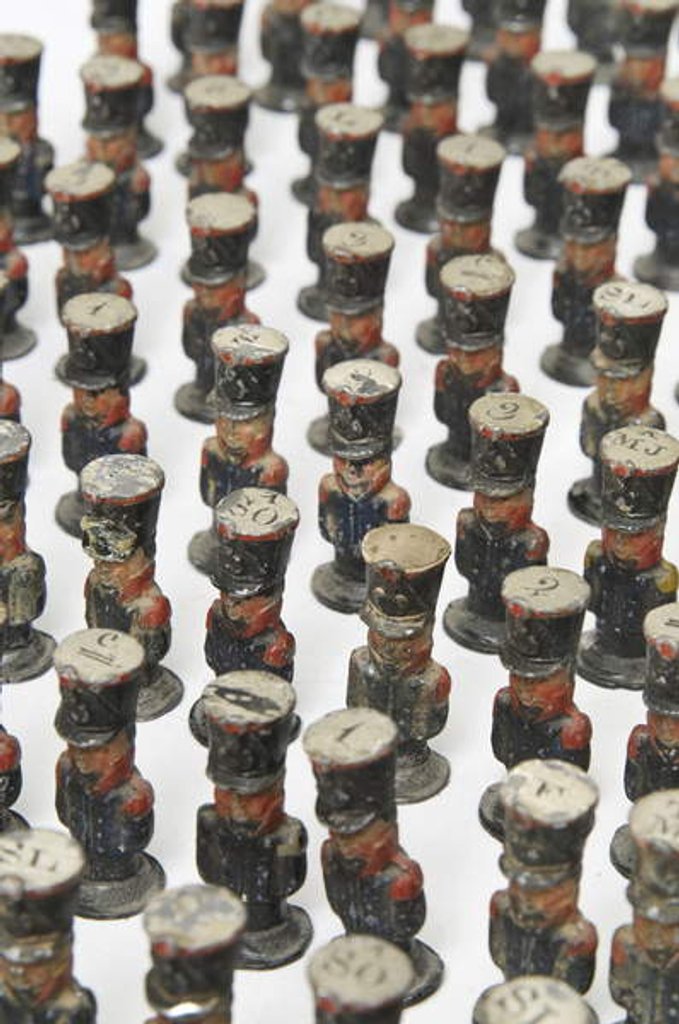 Detail of Large group of toy soldiers or campaign map-markers in the form of French infantry, c.1810-14 by Unknown Artist