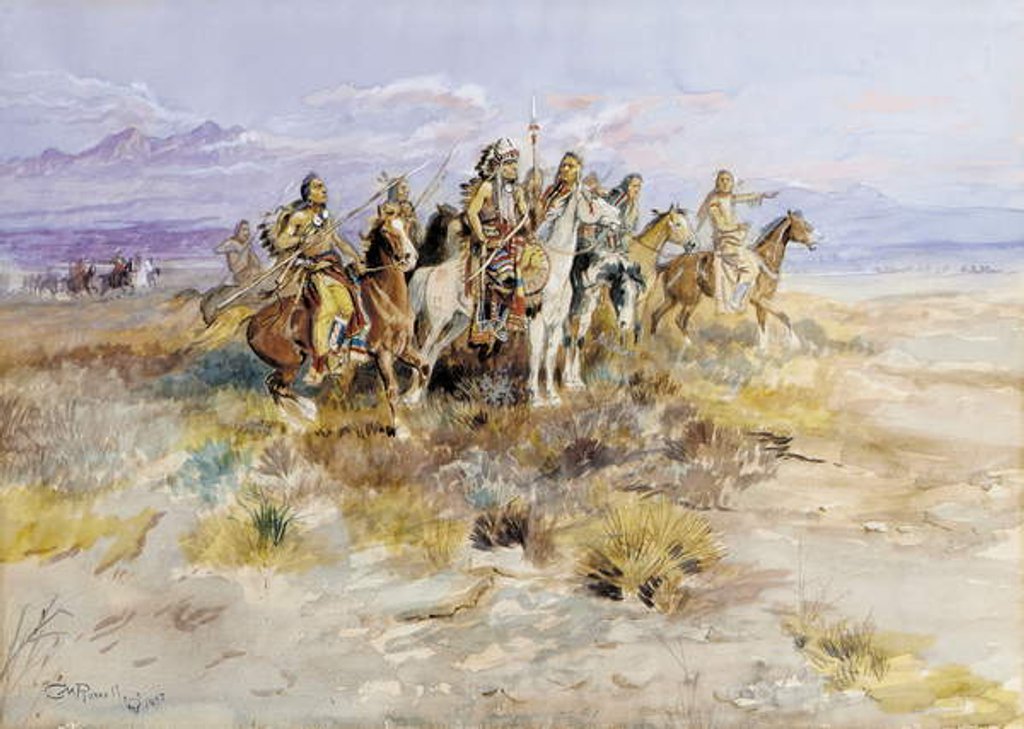 Detail of Indian Scouting Party, 1897 by Charles Marion Russell