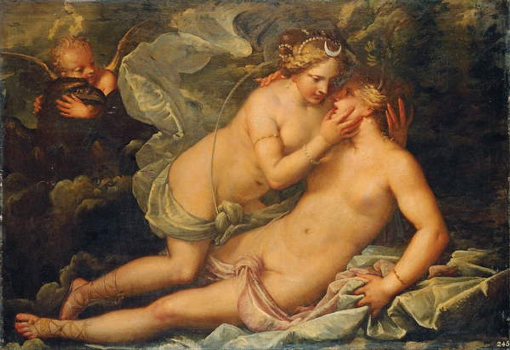 Detail of Jupiter in the guise of Diana and the nymph Callisto by Pietro Liberi