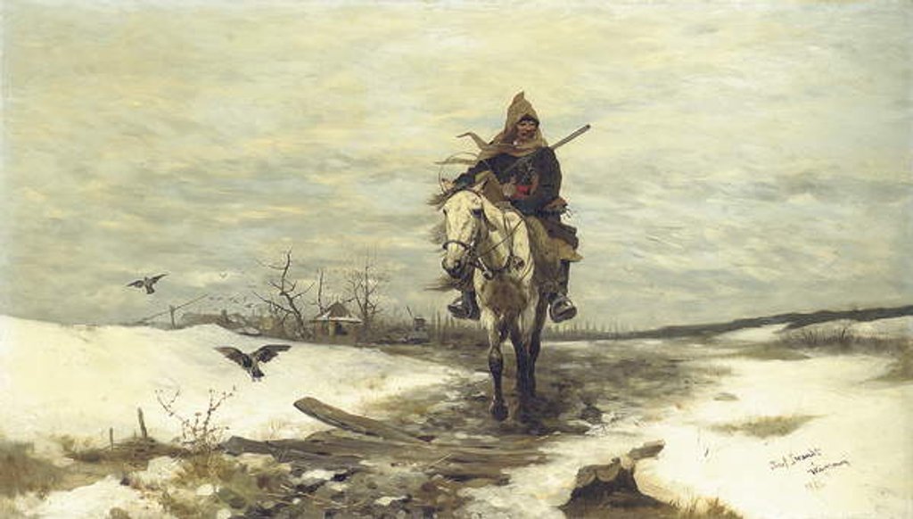 Detail of The lone hunter, 1881 by Jozef Brandt