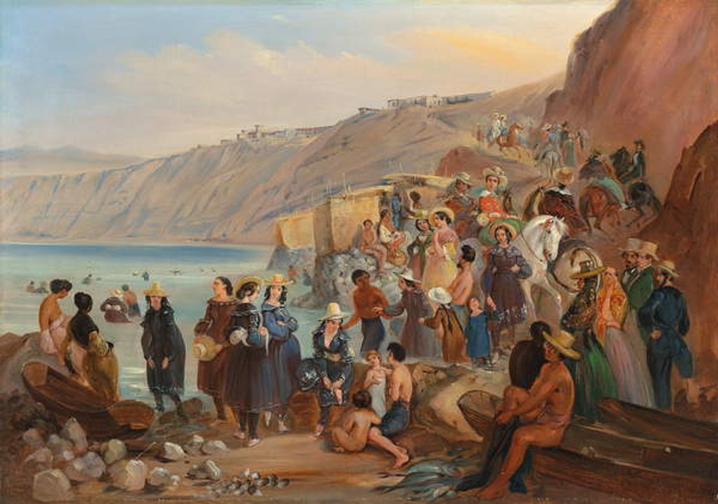 Detail of Bathers on the Chorillos beach, Miraflores, Lima by Johann Moritz Rugendas