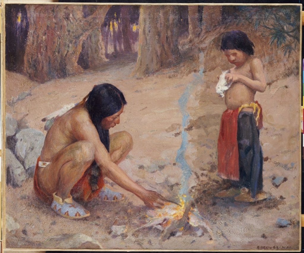 Detail of The Campfire by Eanger Irving Couse