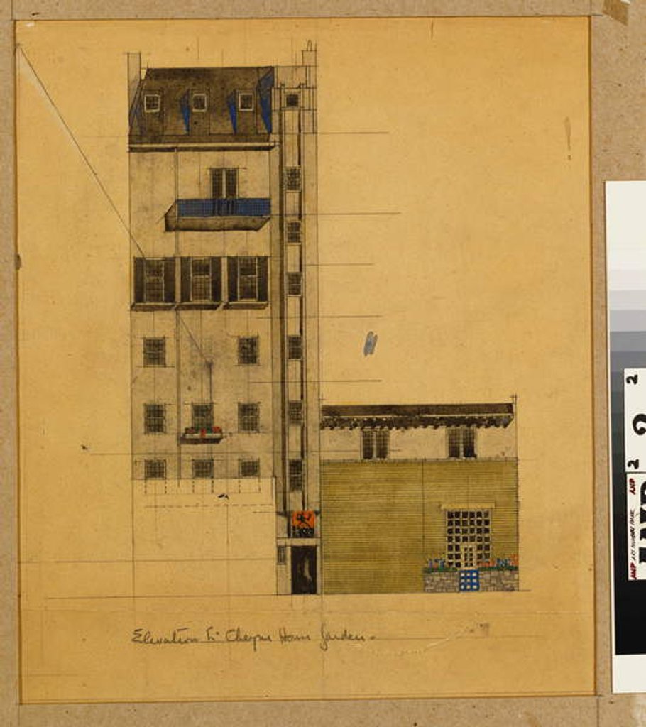 Detail of London, Elevation of Proposed Studio in Glebe Place and Upper Cheyne Walk, 1920 by Charles Rennie Mackintosh