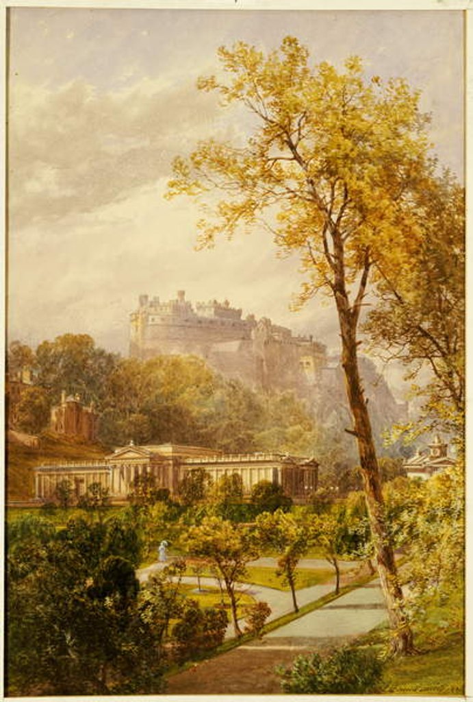 Detail of A View of Princes Street Gardens and the National Gallery, Edinburgh looking West Towards the Castle, 1855 by James Burrell Smith