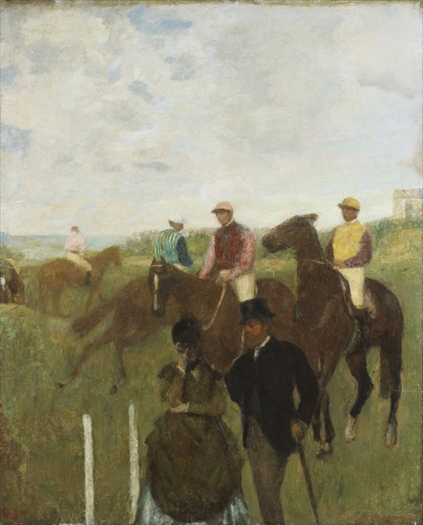 Detail of Jockeys at the Racecourse by Edgar Degas