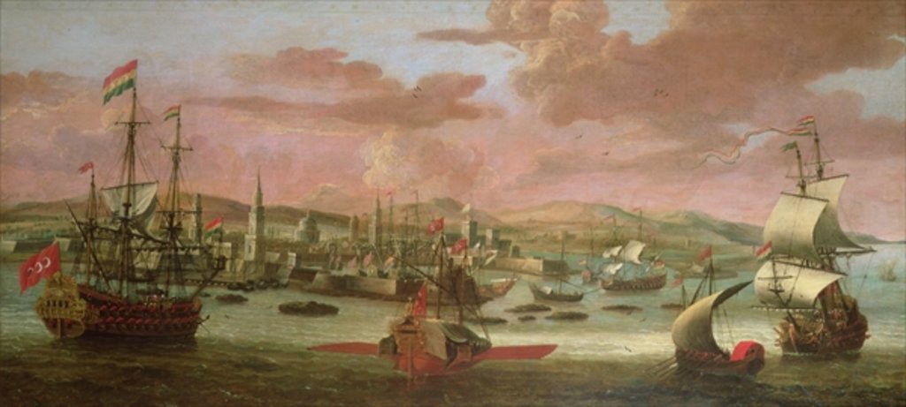 Detail of Dutch Men-o'-War and Turkish Galleys off Constantinople by Jacob Knyff
