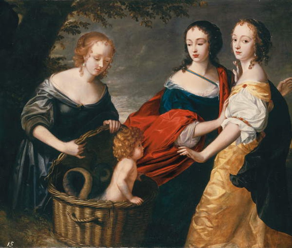 Detail of Allegorical portrait of three ladies and a child as The Finding of Erichthonius by Princess Louise Hollandine of the Rhine