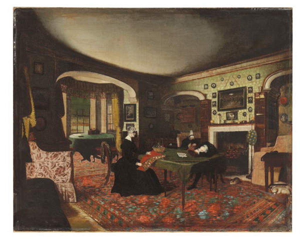 Detail of The Reverend Charles Crawley asleep while writing his sermon by Nathan Hughes