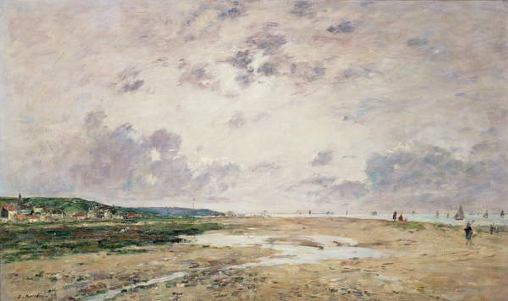 Detail of The Beach at Low Tide, Deauville by Eugene Louis Boudin