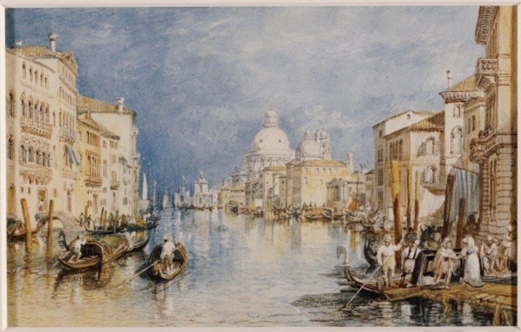 Detail of The Grand Canal, Venice, with gondolas and figures in the foreground, c.1818 by Joseph Mallord William Turner