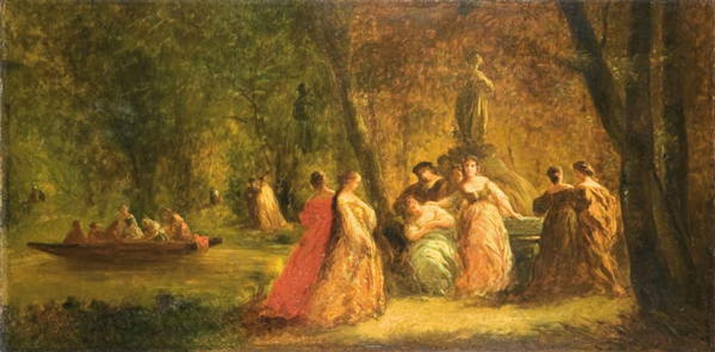 Detail of Femmes au parc près d'une rivière by Adolphe Joseph Thomas Monticelli